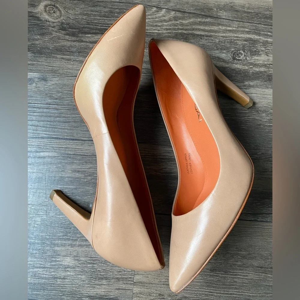 NEW Via Spiga Nude Beige Women’s leather Heels Size 5.5 - Picture 4 of 13